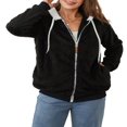 thumbnail image 1 of Womens Full Zip Up Sherpa Hoodie Fuzzy Fleece Jacket Oversized Fluffy Coat with Pockets, 1 of 9