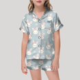 thumbnail image 2 of Pyjama Imprimé pour Filles, Manches Courtes, Haut à Boutons et Shorts, Ensemble de Pyjama pour la Maison, 2 of 4