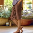 thumbnail image 2 of BLVB Linen Shorts for Women High Waisted Lightweight Bermuda Shorts Side Button Short Beach Vacation Outfits Pockets, 2 of 7