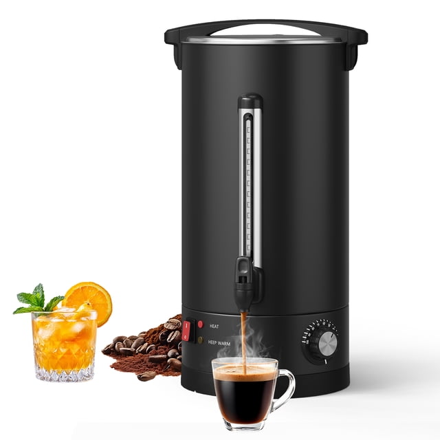 Double Wall Stainless Steel Commercial Coffee Urn - 18L 120-Cup Large Capacity Hot Beverage Dispenser - Electric Coffee Maker for Catering, Parties, Weddings, Events, Industrial Pot, 18L
