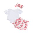 thumbnail image 2 of EIMELI Letter Cow Pattern Short Sleeve Romper  Shorts  Headband, 2 of 6