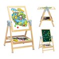 thumbnail image 1 of Chevalet Artistique en Bois Double Face et Tableau Blanc Réglable, 1 of 5