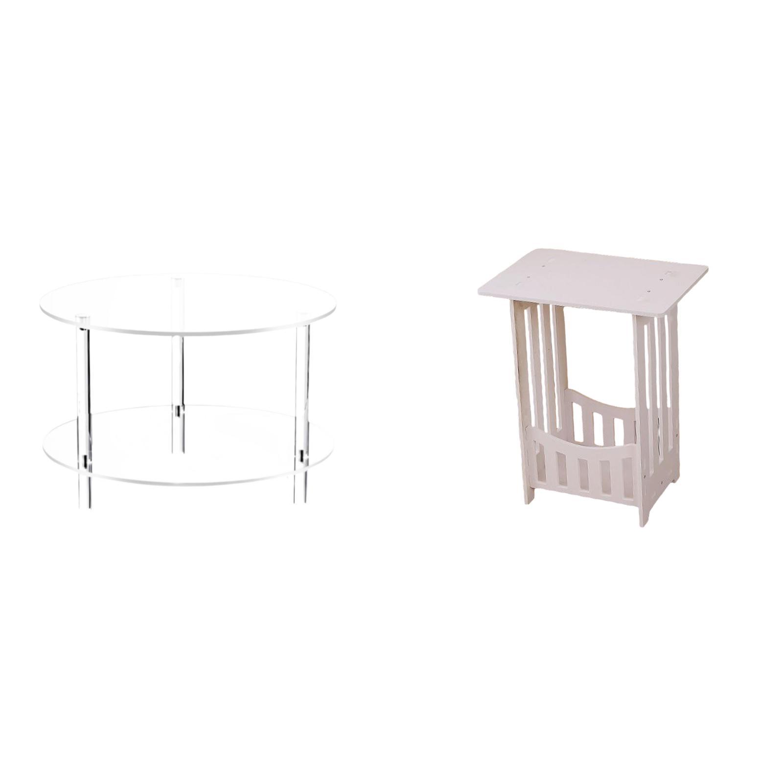 Siruishop Clear Acrylic Bedside End Table Versatile Portable Nightstand for Living Room Bathroom Home Hotel Cafe Hallway Lounge Balcony