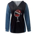 thumbnail image 4 of Pompotops Mode Femme T-Shirt à Manches Longues Col en V Automne Imprimé Blouse à Capuche, 4 of 5