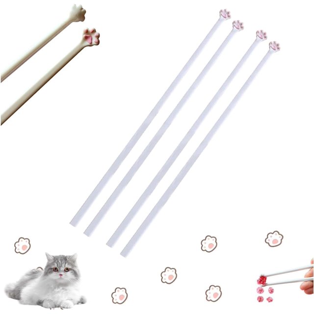 Baguettes Patte de Chat, Baguettes Roses Mignonnes, Empreintes de Pattes Roses Uniques Réutilisables Antidérapantes, Design Patte de Chat Durable, Idée Amusante Cadeaux pour Petites Amies et Amoureux des Chats (2 Paires)