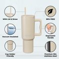thumbnail image 1 of Gobelet en Acier Inoxydable de 40 oz avec Couvercle à Paille – Rétention Chaude et Froide de 24+ Heures, Conception Étanche au Quart de Tour, Compatible avec Porte-Gobelet – Buttercup, 1 of 10