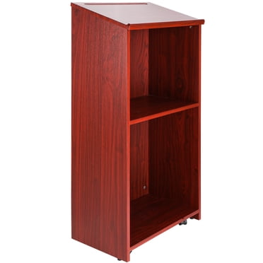 KFFKFF Support de Podium, Station de Présentation de 47 Pouces avec 4 Roulettes Mobiles, Support en Bois avec Compartiments de Rangement et Plateau Incliné, Lutrins et Podiums pour Milieux Résidentiels, Commerciaux et Éducatifs