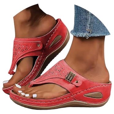 Mepaouo Orthopedic Sandals for Women Arch Support Wedge Flip Flops 2025 Dressy Casual Beach Slippers