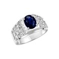 thumbnail image 4 of RYLOS Men's Rings Sterling Silver Designer Nugget Ring Oval 9X7MM Gemstone & Diamonds  Sapphire September Birthstone Rings For Man Size 12, 4 of 7