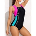 thumbnail image 3 of BeautyIn Women's One Piece Swimsuits Wide Shoulders Bathing Suit Color Blocked, 3 of 5