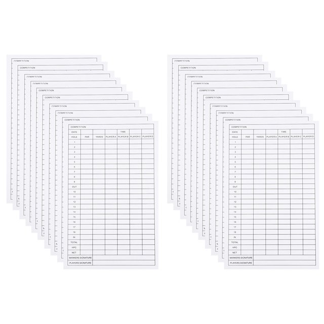20 Pcs Feuilles de Pointage de Golf Cartes de Pointage de Golf Papier Enduit Cartes de Pointage Portables Cartes de Pointage de Golf