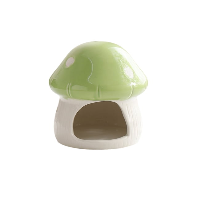 Leodye 1PCS Ceramic Hamster House Mushroom Shape for Small Pet Habitat -4.33*4.33IN