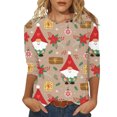 thumbnail image 2 of T-shirts pour Femmes Femmes Décontracté Imprimé Noël Ample Manches Trois Quarts Col Rond Hauts T-Shirts en Liquidation, 2 of 5