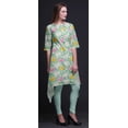 thumbnail image 3 of Bimba Kurti Asymétrique à Imprimé Floral Feuilles Vertes et Nénuphar pour Femmes Robe d'Été Indienne Tunique Grande, 3 of 6