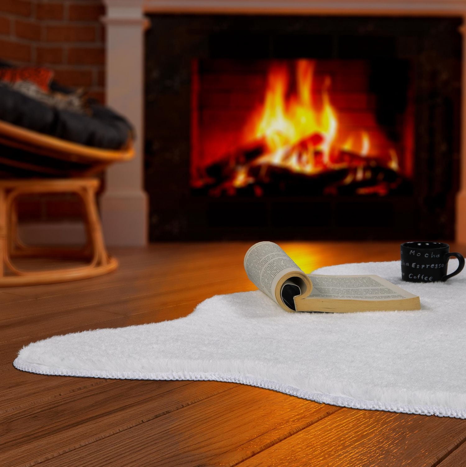 Tapis pour moderne peau de mouton Flokati, 2 pi x 3 pi 3 po, fourr. synth. poils longs