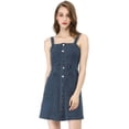 thumbnail image 2 of INSPIRE CHIC Robe Salopette en Denim Classique pour Femmes à Bretelles Ajustables, Coupe Trapèze, 2 of 6