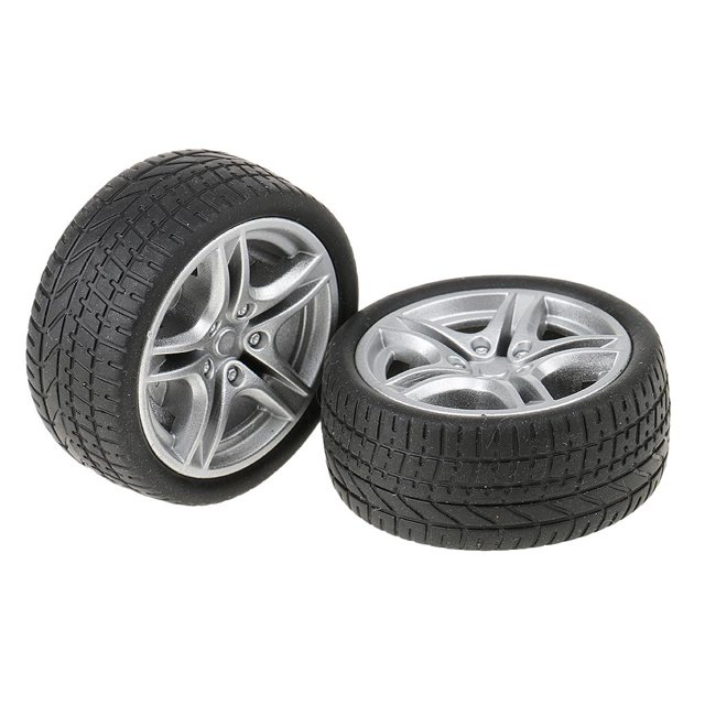 2pcs Roues en Caoutchouc Pneus Accessoires Modèle de Voiture Jouets 48mm