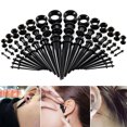 thumbnail image 2 of 50Pcs Ear Expander Double O-Rings Flared Tunnels Three-piece Suit Hypoallergenic Body Piercing Jewelry Set Smooth Surface Finish Acrylic Tapers And Plugs Silicone Tunnels Perfect Gift, 2 of 8