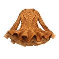 thumbnail image 1 of MeetoTime Girls Clothes 2-11 Years Solid Color Round Neck Long Sleeve Hem Mesh Sweater Dresses for Girl, 1 of 2