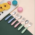 thumbnail image 5 of 2pcs Stainless Steel Baby Tableware Set Portable Baby Spoon And Fork Set With Storage Box Cute Baby Cutlery Set Self Feeding Learning Dishwasher Baby Equipment For Chil, 5 of 5