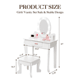 thumbnail image 2 of Girls' Vanity Table and Chair Set, Kids Makeup Dressing Table with Lights & Wood Makeup Playset, 2 of 9
