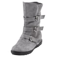 thumbnail image 1 of CEHVOM Women Suede Round Toe Zipper Flat Pure Color Buckle Strap Keep Warm Snow Boots, 1 of 6