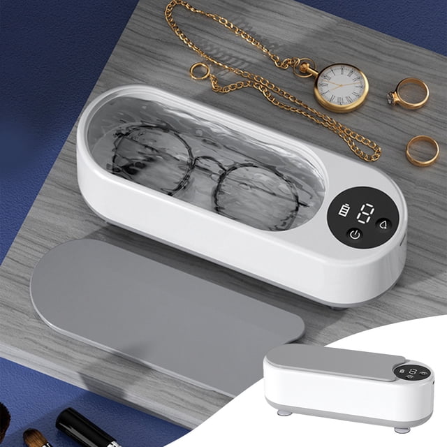 Portable Ultrasonic Jewelry Cleaner Machine 450ML 45KHz for Rings Glasses Watches Dentures Household Cleaning
