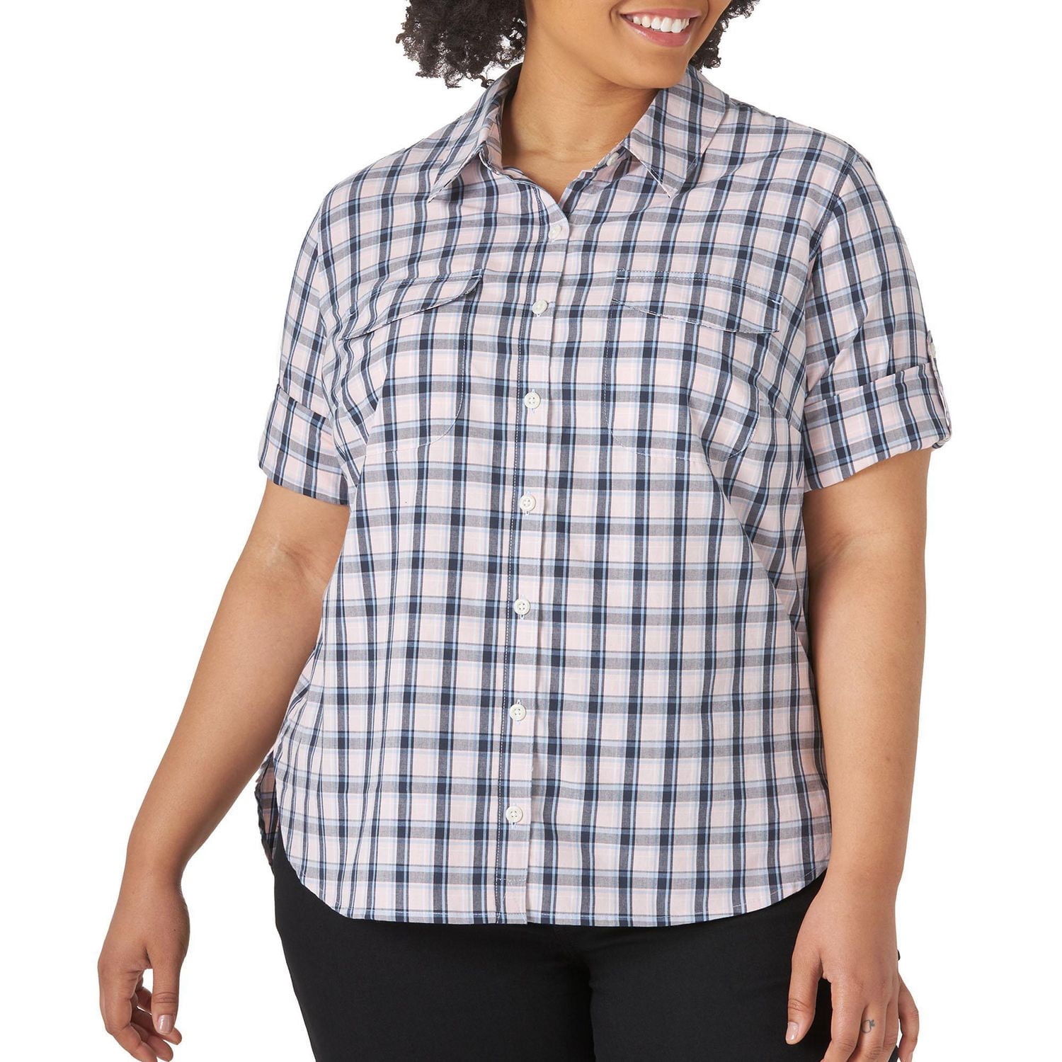 Lee Riders Women's Plus 3/4 Sleeve Woven Shirt