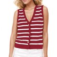 thumbnail image 1 of LOVZFMLL Camisoles pour Femmes Cardigan Décontracté Ample à Boutons Chandail à Rayures à Col en V, 1 of 7