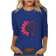 thumbnail image 1 of KIHOUT Nouveautés Tuniques pour Femmes à Manches 3/4, Hauts Décontractés Coupe Ample, T-Shirt à Col Rond Imprimé Graphique pour la Journée du Cancer du Sein, 1 of 3
