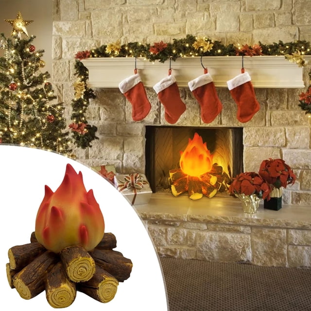 Jpxdew Flame Effect Night Light,Christmas Party Home Decor,Battery LED Simulation Fire,Indoor Outdoor Safe Lighting
