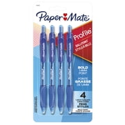 Paper Mate Profile Ballpoint Pens, Bold Point (1.4 mm), Retractable, Blue Ink, 4 Count