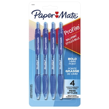 Paper Mate Profile Ballpoint Pens, Bold Point (1.4 mm), Retractable, Blue Ink, 4 Count
