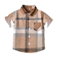 thumbnail image 1 of TZEWGL Casual Shirt For Toddler Short Sleeve Cartoon Plaid Prints Blouse For Infnants size 3-4T, 1 of 4