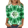 thumbnail image 5 of Mceream T-Shirt de la Saint-Patrick à Manches 3/4 pour Femme, Blouses à Col Rond, Décontracté, Vacances, Trèfle Irlandais, T-Shirts Graphiques, Tunique d'Été Amusante, Hauts de Festival, Grande Taille, Vert, M, 5 of 5