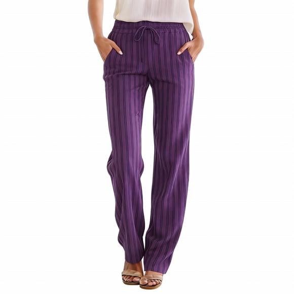 Gpoecd Womens Hiking Pants Casual Straight Leg with Side Pockets Comfortable Loose Fit with Waist Trouser Jeans for Women Purple,S