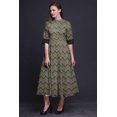 thumbnail image 4 of Bimba Robe à Manches Retroussables Imprimée Ikat pour Femmes, Col Mandarin, Chemise Boutonnée - X-Grand, 4 of 5