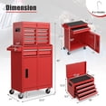 thumbnail image 3 of Costway 5-Drawer Rolling Tool Chest Cabinet Metal Tool Storage Box Lockable with Wheels Red, 3 of 10