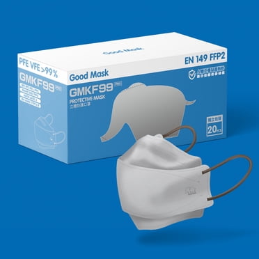 Good Mask Certified Respirator, ASTM LEVEL 3, FFP2, VFE,BFE,VFE>99%, Disposable Face Mask, Adult, 25-Pieces Individually Packed. Made in Hong Kong