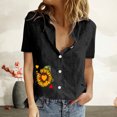 thumbnail image 2 of EQWLJWE Chemises pour Femmes Liquidation Femmes Manches Courtes Décontracté Femmes Imprimé Manches Courtes Ample Bouton Col Rabattu Chemise Blouse Unie Hauts, 2 of 6
