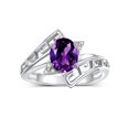 thumbnail image 1 of RYLOS Rings for Women Sterling Silver Greek Key Designer Ring 9X7MM Gemstone & Diamond Ring February Amethyst Jewelry Size 8, 1 of 7