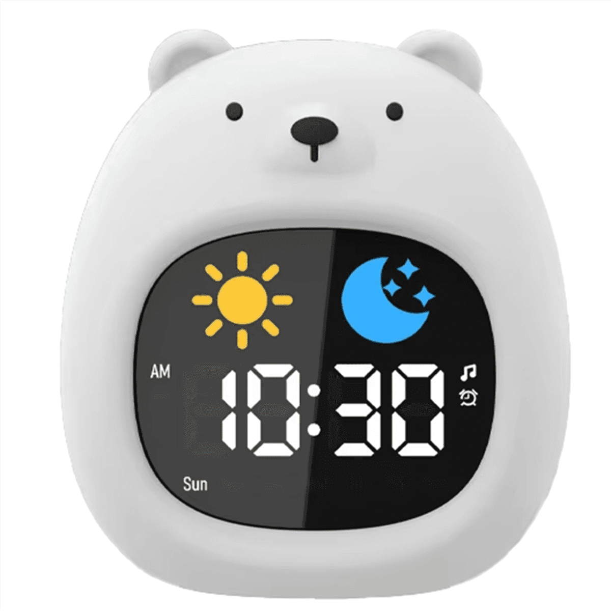 Unbranded Alarm Clock For Kids Bear-Shape Toddler Sleep Training Clock Cute Touch Night Light For Children Bedroom