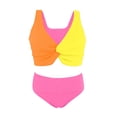 thumbnail image 4 of Girls Two Piece Swimsuit Set Knotted Color-Block Crop Top & Shorts in Mint Green Size 3-12 Years, 4 of 4