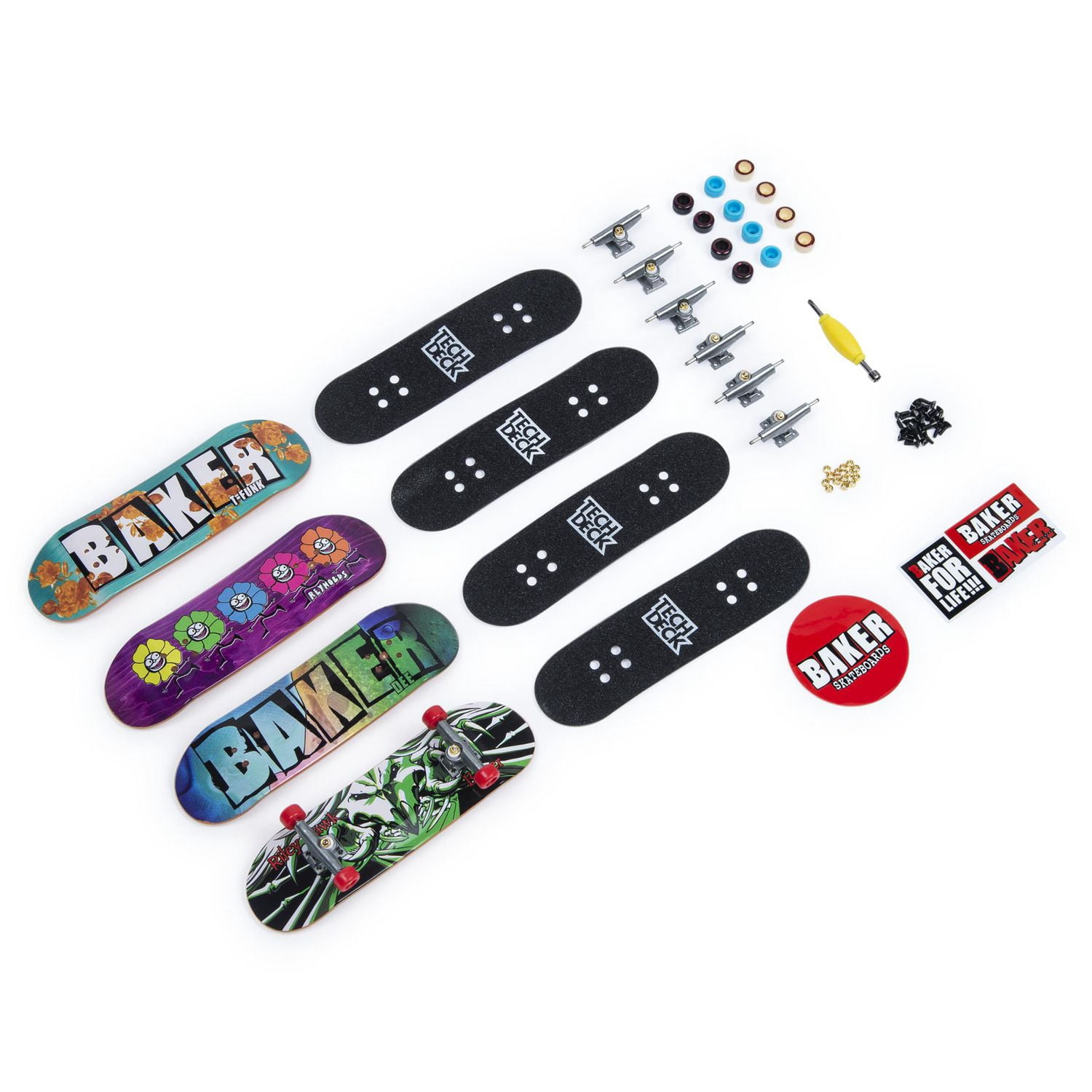 Tech Deck - Mini-planche à roulettes 96 mm - Ultra DLX coffret de 4 - Baker