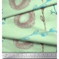 thumbnail image 3 of Soimoi Green polyester Crepe Fabric Nest,Egg & Floral Print Sewing Fabric BTY 52 Inch Wide, 3 of 3