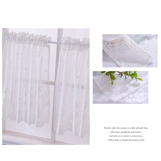 Lace Cafe Kitchen Ruffle Window Drape Valance valance; Lace Semi Transparent Voile Curtains Window Treatment