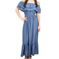 thumbnail image 1 of Women's Boho Peasant Dress Off Shoulder Short Sleeve Ruffle Maxi Dresses, 1 of 5