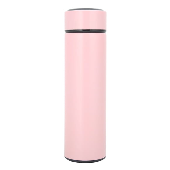 L E D Bouteille d'eau isotherme en acier inoxydable avec mesure de la température Rose 500 ml