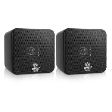 Pyle PCB4BK 4 Inch 200 Watt Mini Cube Bookshelf Stereo Speakers (2 Pack)
