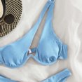 thumbnail image 4 of Cameland Ladies' Sexy Split Shoulder Steel Support Bikini Solid Color Two-piece Swimsuit, 4 of 5